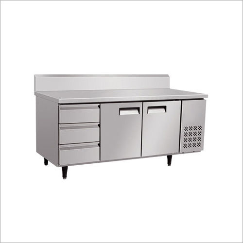 Silver Refrigerator With Work Table