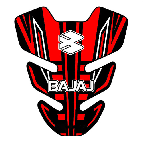 Bajaj Red And Black Bike Tank Pad Sticker - Epoxy Material, Customizable Shapes , Adhesive Design for Bike Decoration