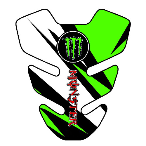 Monster Bike Tank Pad Sticker - Epoxy Material, Customizable Shapes , Durable Adhesive with Diverse Colors and Designs for Fuel Tanks