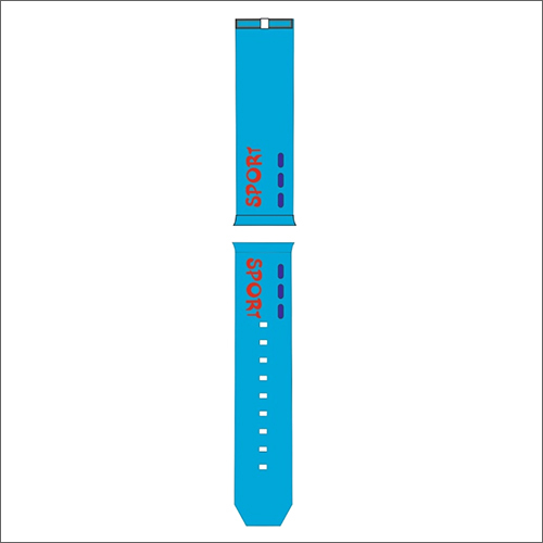 Sky Blue Silicon Watch Strap - Rubber Material, Medium Size, Finished Surface | Fashion Type, Anti-Slip Grooves for Secure Fit