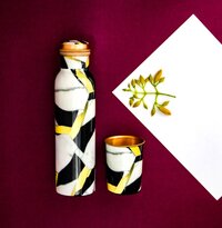 COPPER FLOWER PRINT ENAMEL BOTTLE