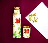 COPPER FLOWER PRINT ENAMEL BOTTLE