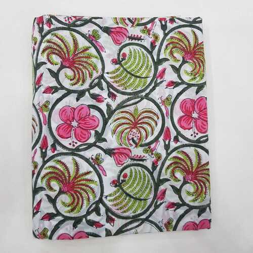 green flower  hand block print