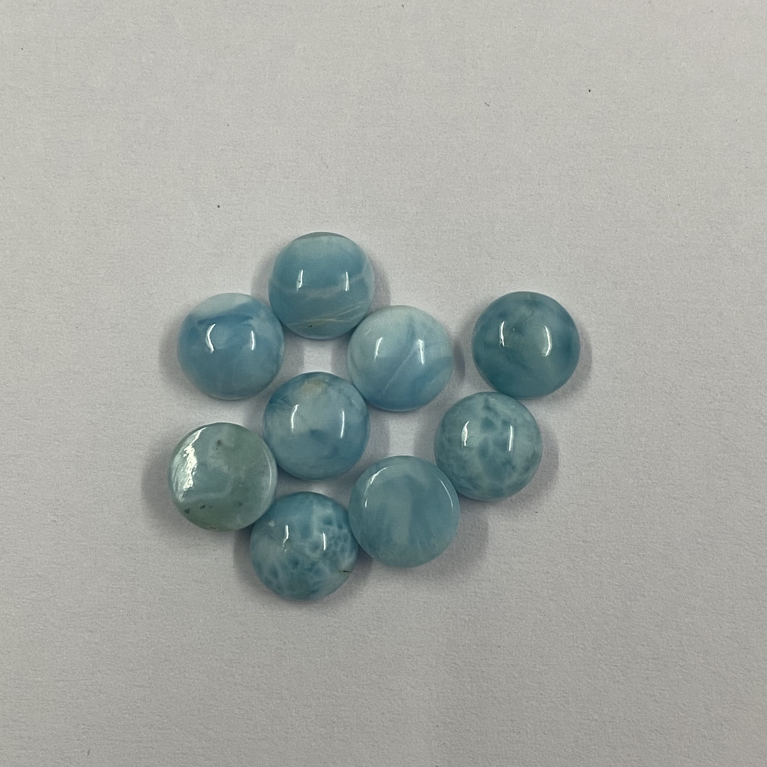 Natural Larimar Round Cabochon Loose Gemstone