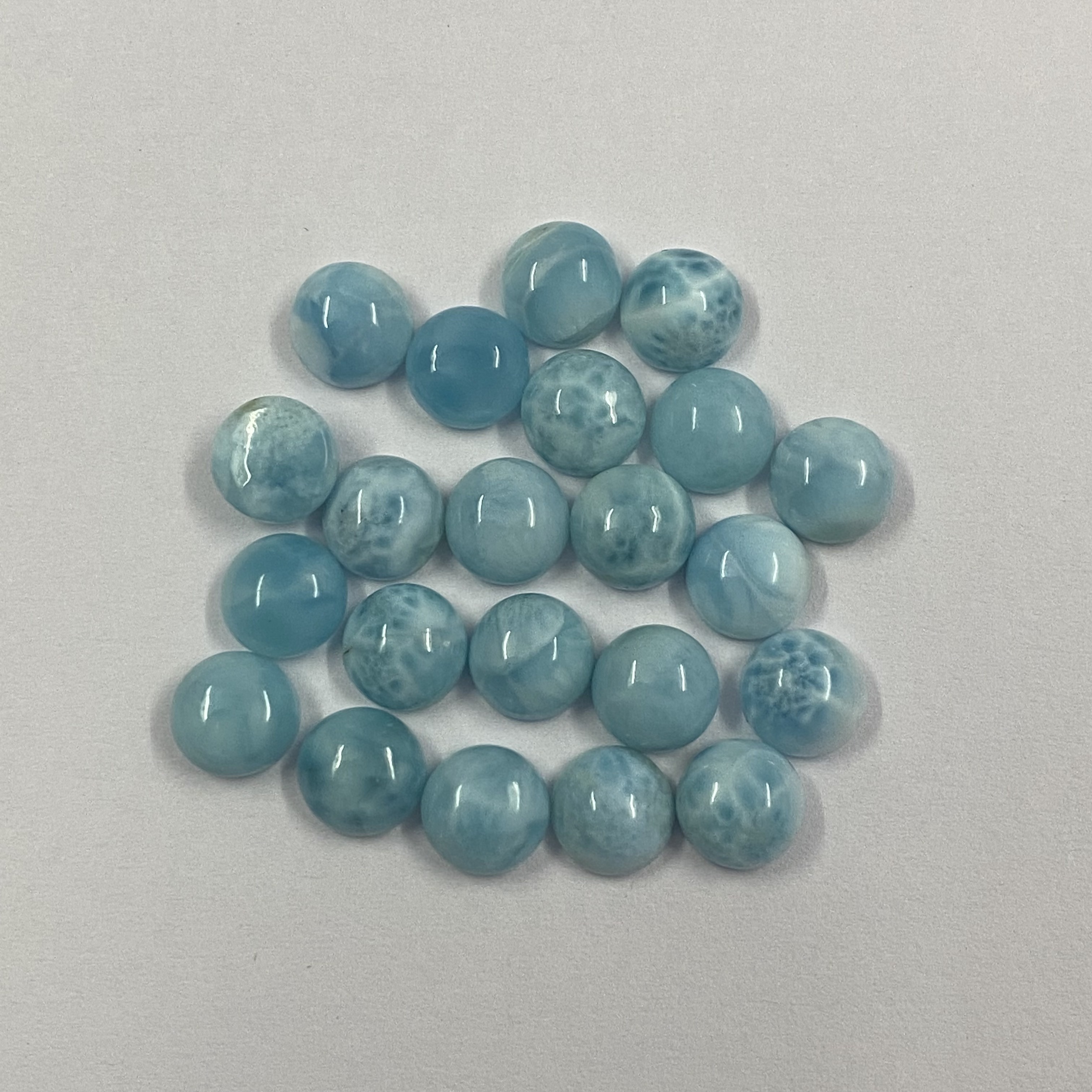 Natural Larimar Round Cabochon Loose Gemstone