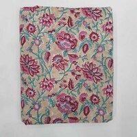 brown floral Hand Block Print Fabrics