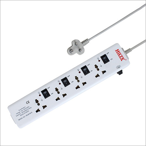 4-4 Power Strip Extension Board - ABS Body, 2.7 m Cord Length, White Color, 240 V, 3 Pin Type, 6 Amp Current Rating | Spike & Surge Protection, IP54 Rated, ISO Certified