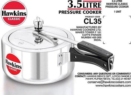 Hawkins Pressure Cooker - Stainless Steel, 5 Liters Capacity | High Efficiency, Pressure Regulating System, Safety Locking Lid