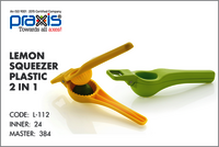 2 In 1 Plastic Lemon Squeezer - Plastic Material, Regular Size, Multicolour | Manual Citrus Juicer With Pulp Separator And Integrated Bottle Opener