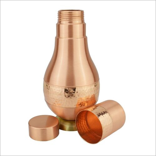 Metal Copper Aetching Surahi With Glass