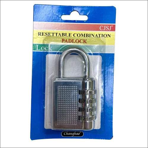 Resettable Combination Door Padlock - Iron Shackle, Chrome Finish, Silver Color, For Outdoor Use | Secure Your Valuables with Key and Resettable Mechanism