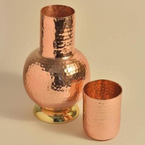 Copper Surahi With Glass