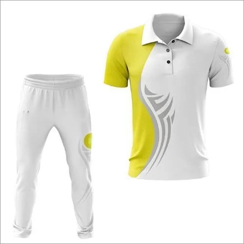 Different Available White And Yellow Mens Cricket Sports Uniform