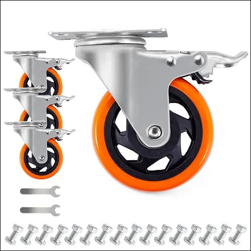 Gray & Orange Heavy Duty Pvc Castor Wheel