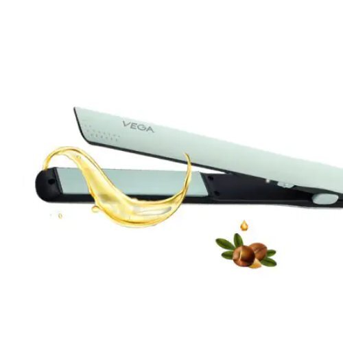 Argan Shine Hair Straightener - Argan Oil Infused 4.7-Inch Ceramic Coated Plates | Easy Lock System Quick Heat-Up 220°C Styling Temperature 360° Swivel Cord