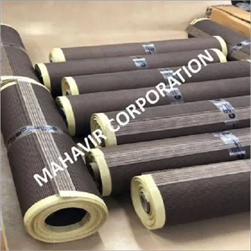 Brown Ptfe Coated Fiberglass Open Mesh Belts With Kevlar Edge