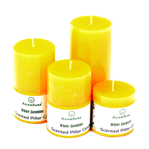 Pillar Candles white Jasmine pack of 4 candles