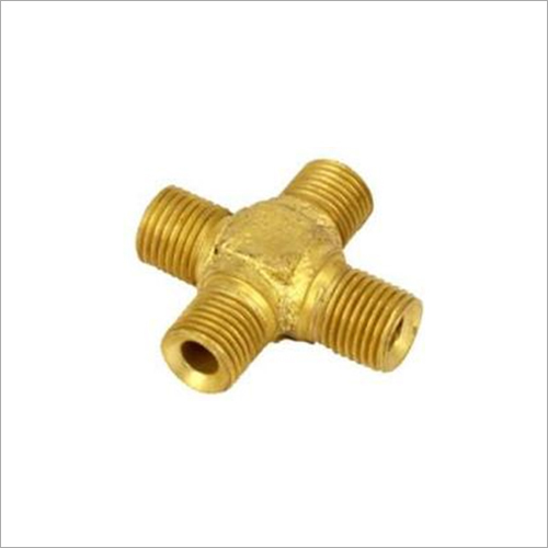 Golden Brass Four Way Male Connector