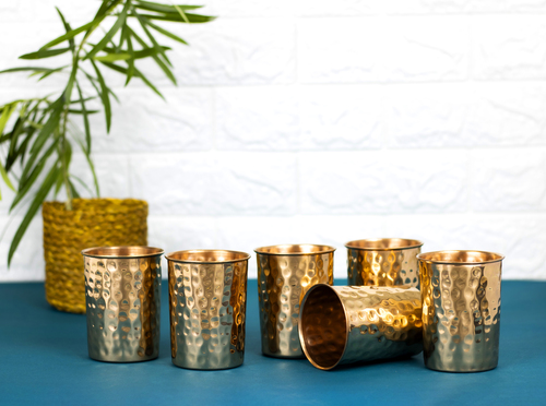 Copper Hammered Mug - Copper, 6x6x9.5 Cms, 300 Ml Capacity | Leak Proof, Versatile Gifting Option, Shining Polish Finish