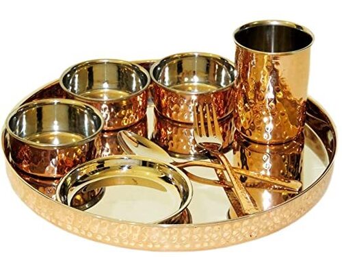 copper dinner thali set