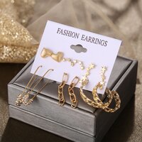 Trendy Combo of 6 Pair Heart Star Studs and Chain Hoop Earrings