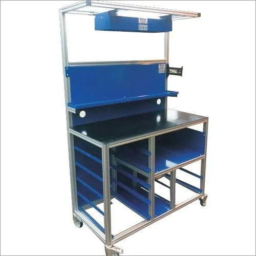 Blue-Silver Aluminum Assembly Working Table