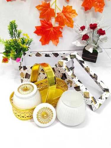 High Quality Iron Dry Fruit Jar Set of 2 With Basket - Iron, Round Shape, White Color | Stylish Multi-Purpose Design, Decorative Storage for Every Occasion