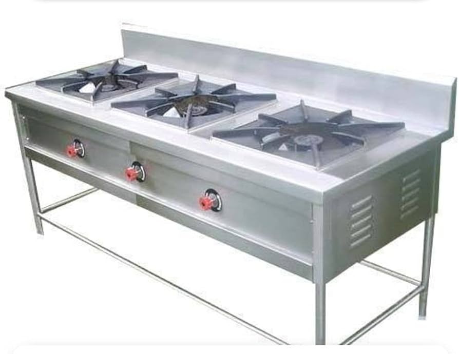 Commercial Cooking Range - Stainless Steel, Semi Automatic, Rectangle Shape | Ideal For Hotel, Restaurant, Canteen, 1-year Warranty, Silver Finish