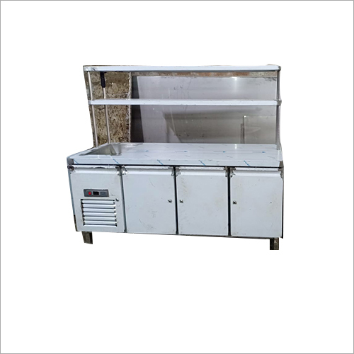 White Under Counter Refrigerator With 2 Overhead Shelf