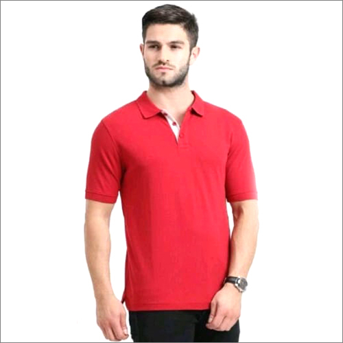 Red Mens Collar T-Shirt