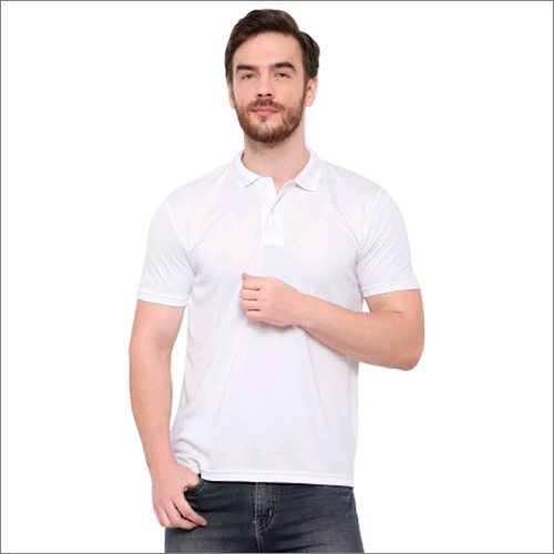 Dryfit White Mens Collar T-Shirt Age Group: Adult