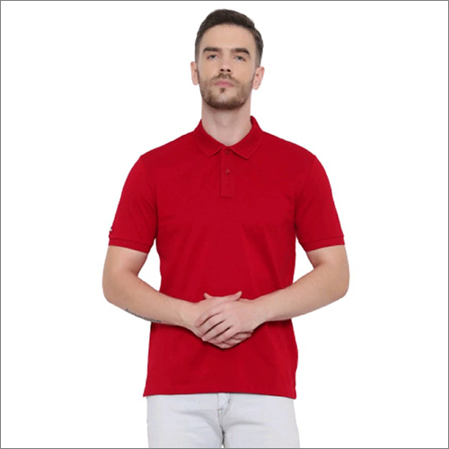 Half Sleeve Cotton Red Collar T-Shirt