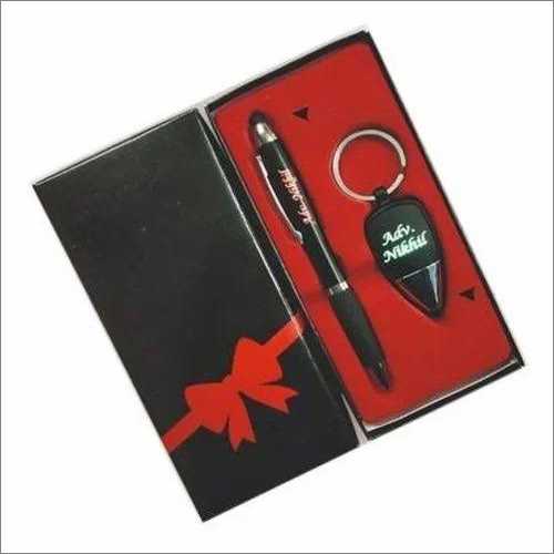 Personalized Name Engraved Black Pen With Keychain