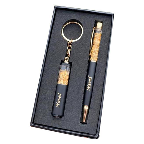 Personalized Name Engraved Metal Golden Pen With Keychain