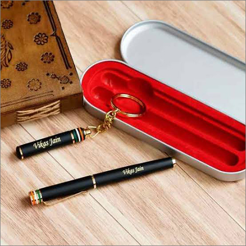 Personalized Black Pen And Keychain