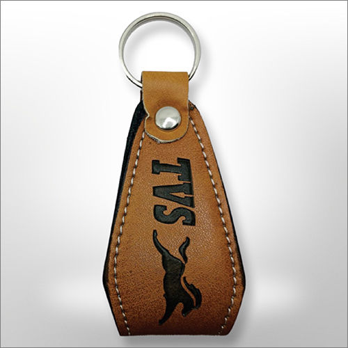 Steel Brown Leather Keychain