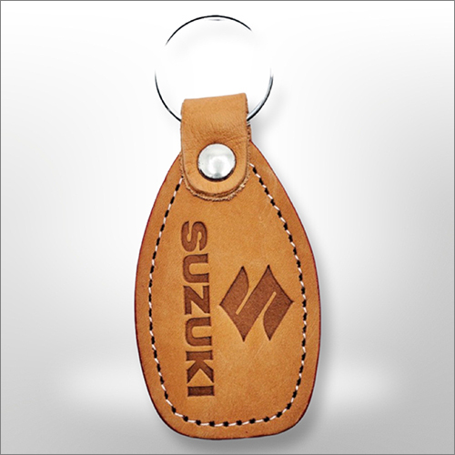 Suzuki Brown Leather Keychain