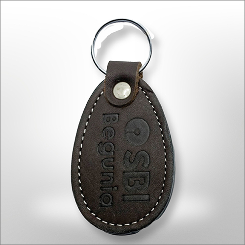 SBI Printed Black Leather Keychain