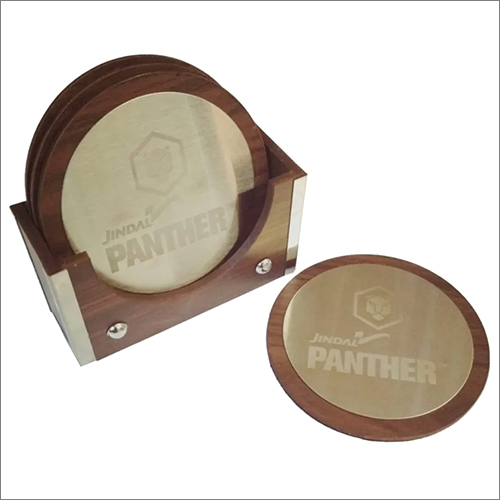 Metal And Wooden Round Coaster