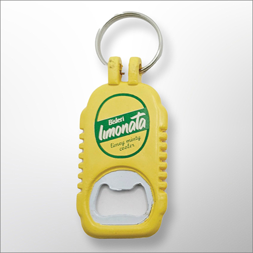 Metal Yellow Plastic Bottle Opener Keychain