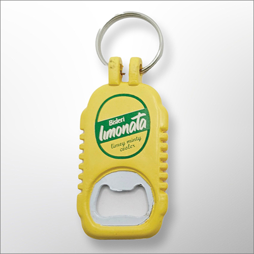 Yellow Plastic Bottle Opener Keychain