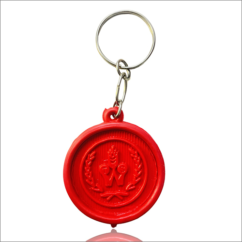 Red Round Rubber Keychain