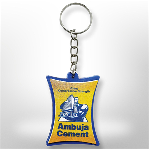 Blue And Yellow Ambuja Cement Silicone Keychain