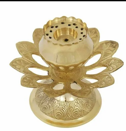Golden 5 Inch Metal Brass Incense Agar batti Stand Holder