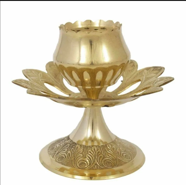Golden 5 Inch Metal Brass Incense Agar batti Stand Holder