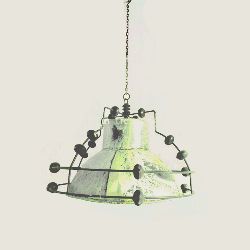 Industrial Lamps - Metal Glass 12" Diameter Silver, Bright Lighting Durable Design