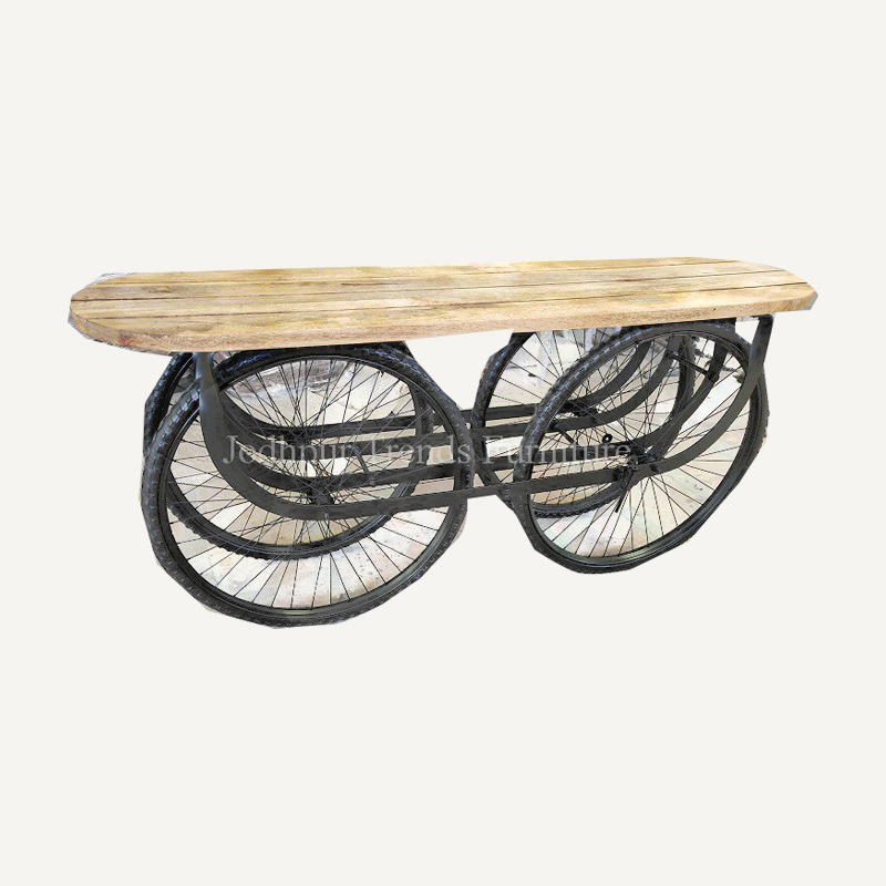Industrial Service Trolly - Wood & Metal, 150x40x80cm, Black | Durable Design, Easy Maneuverability, Rustic Aesthetic, Load Capacity 150kg