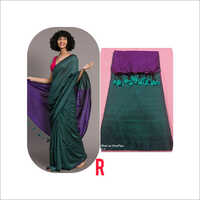 Green And Purple Cotton Silk Sarees