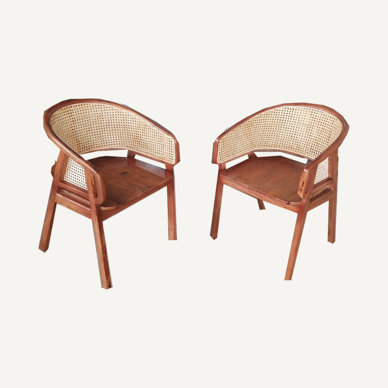 Wooden Cane Armrest Chair - Wood, 24x24x30 inches, Brown | Comfortable Seating, Stylish Design, Durable Wood, Cane Backrest, Easy Assembly
