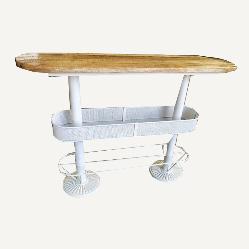 Industrial Bar Table - Wood & Metal, 70x30x110 cm, White | Durable, Space Saving, Easy Assembly, Stylish